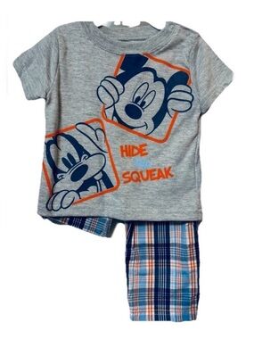NWT! DISNEY Mickey Mouse 2 pc. Set Short Sleeve Shirt & Pants ~ Size 6-9 Months